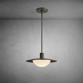 Kennon Brass Round Pendant Light with Milk Glass Shade