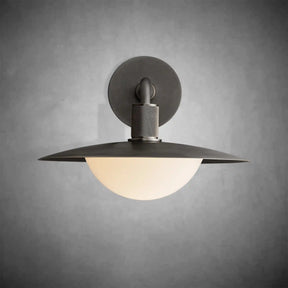 Kennon Brass Round Wall Sconce with Milk Glass Shade – 11‑18" Options