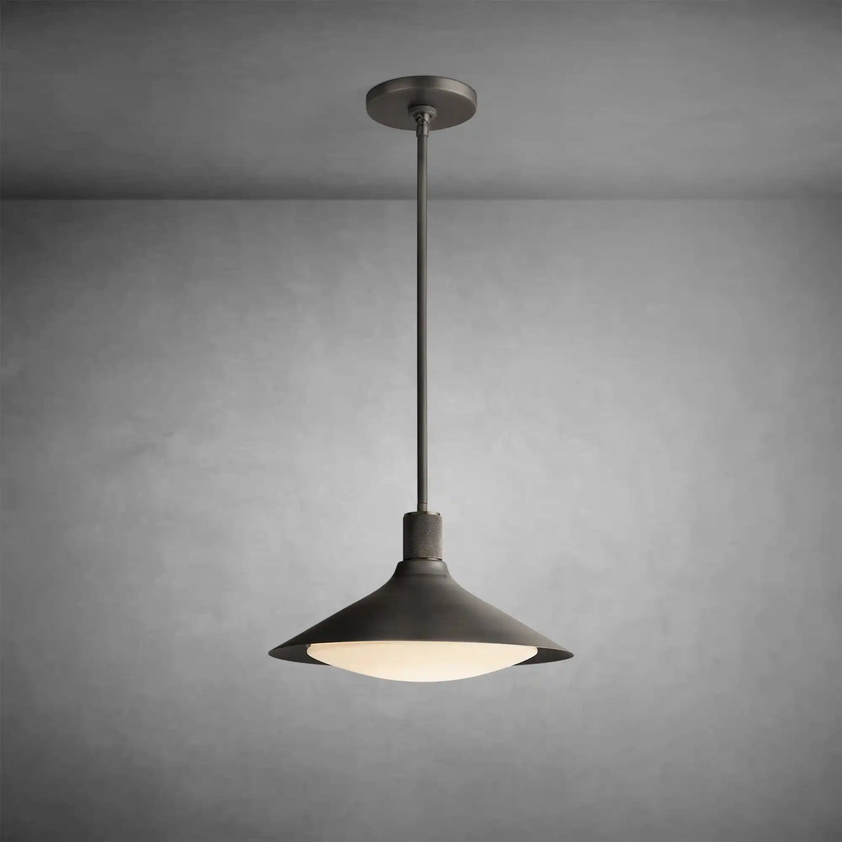 Kennon Tapered Brass Pendant with Milk Glass Shade