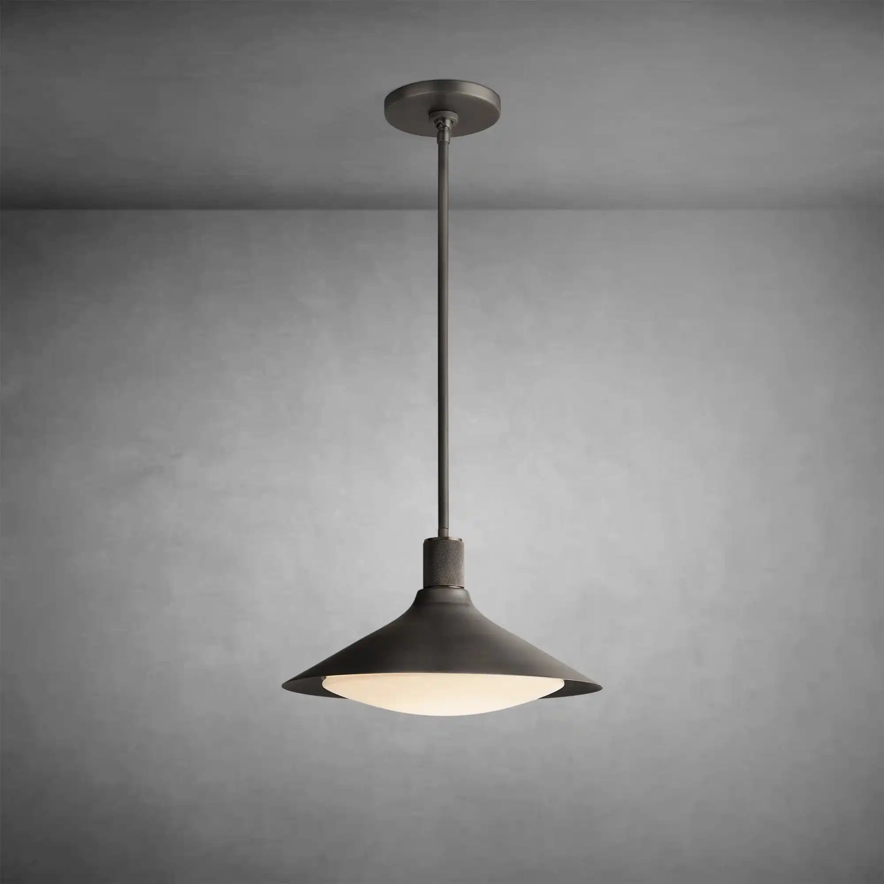 Kennon Tapered Brass Pendant with Milk Glass Shade