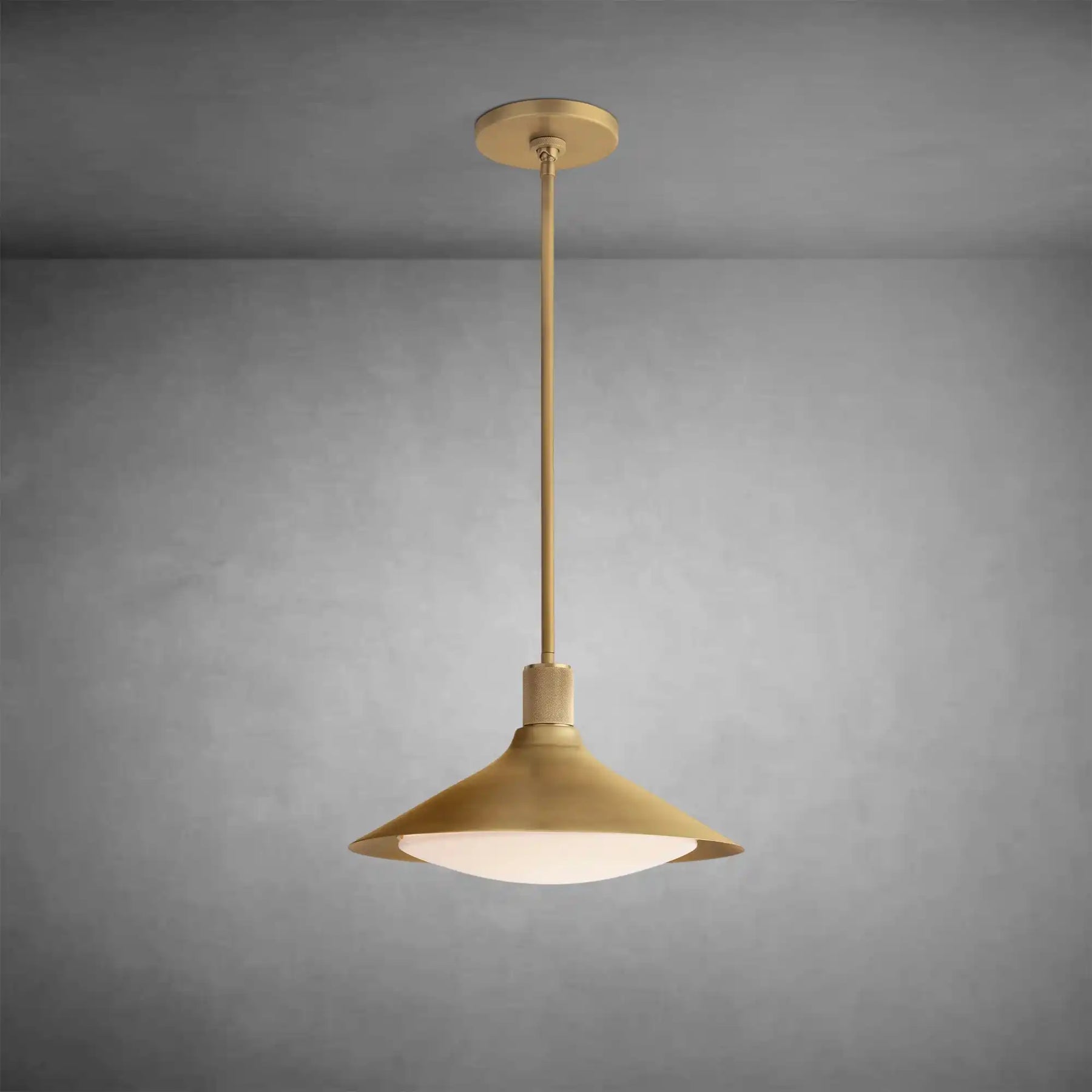 Kennon Tapered Brass Pendant with Milk Glass Shade