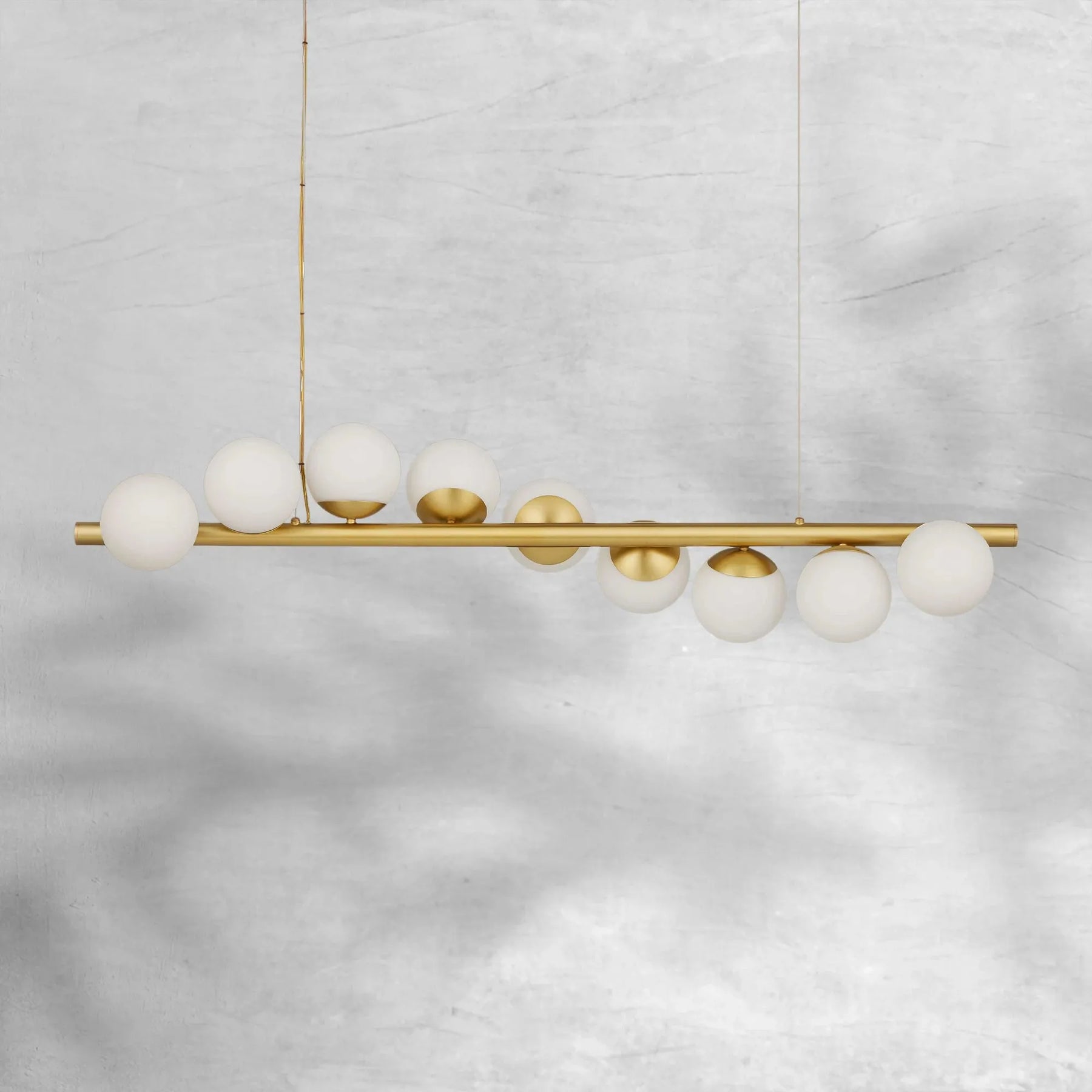 Kinney Linear Brushed Brass 9-Globe Modern Dimmable Chandelier