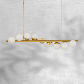 Kinney Linear Brushed Brass 9-Globe Modern Dimmable Chandelier