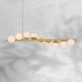 Kinney Linear Brushed Brass 9-Globe Modern Dimmable Chandelier