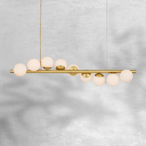 Kinney Linear Brushed Brass 9-Globe Modern Dimmable Chandelier