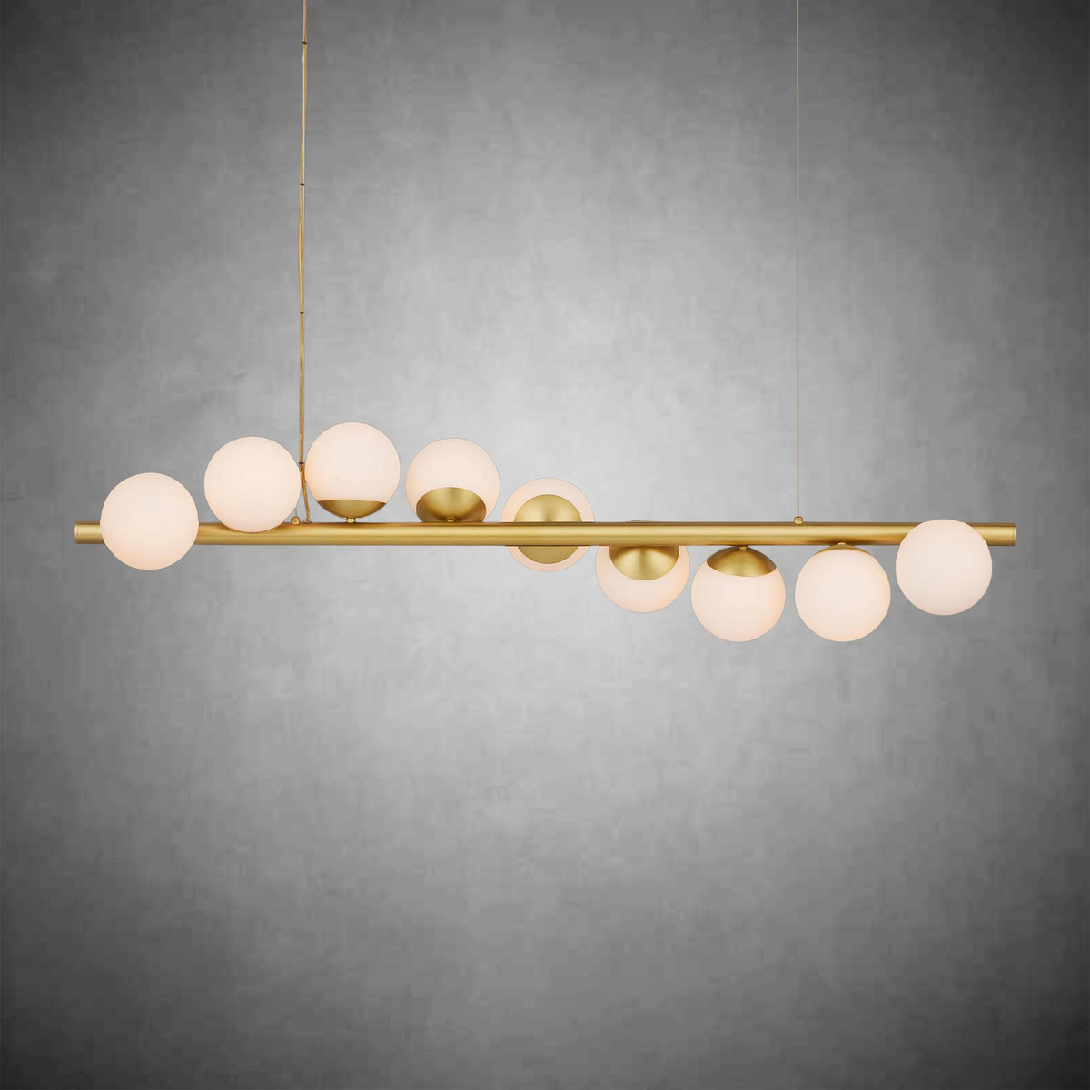 Kinney Linear Chandelier Brushed Brass 9-Globe Modern Chandelier