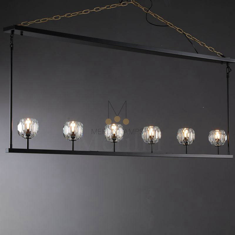 Kristal Ball Linear Crystal Chandelier, Dining Table Lamp, Kitchen Island Lamp