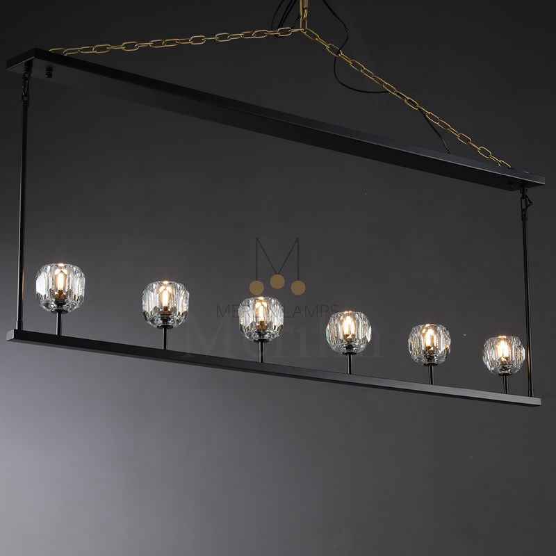 Kristal Ball Linear Crystal Chandelier, Dining Table Lamp, Kitchen Island Lamp