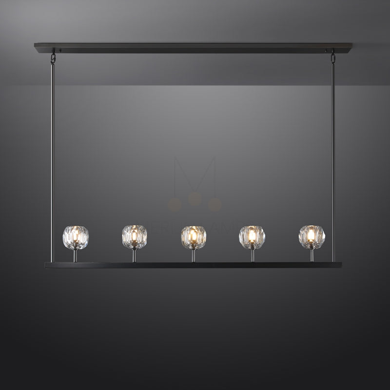 Kristal Ball Linear Crystal Chandelier, Dining Table Lamp, Kitchen Island Lamp
