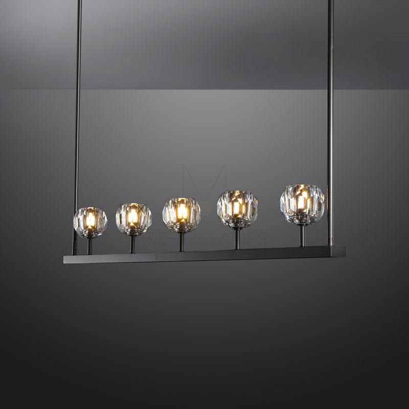 Kristal Ball Linear Crystal Chandelier, Dining Table Lamp, Kitchen Island Lamp