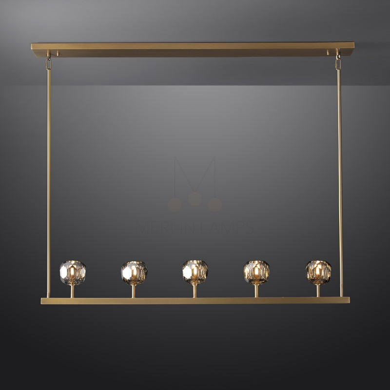 Kristal Ball Linear Crystal Chandelier, Dining Table Lamp, Kitchen Island Lamp