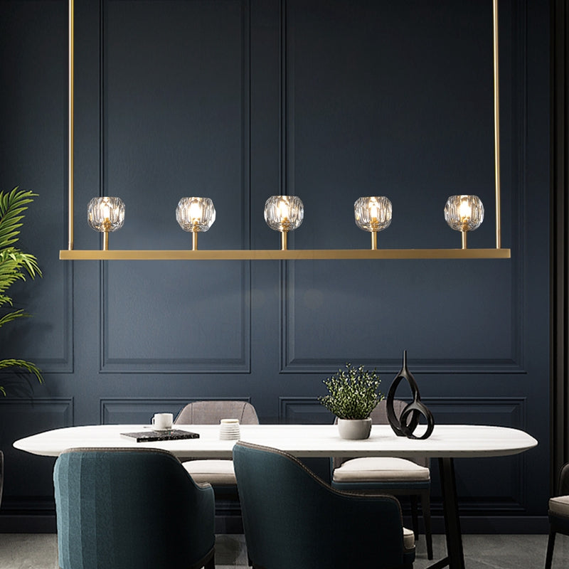 Kristal Ball Linear Crystal Chandelier, Dining Table Lamp, Kitchen Island Lamp