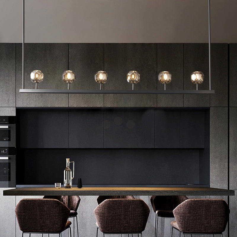 Kristal Ball Linear Crystal Chandelier, Dining Table Lamp, Kitchen Island Lamp