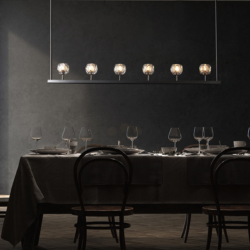 Kristal Ball Linear Crystal Chandelier, Dining Table Lamp, Kitchen Island Lamp