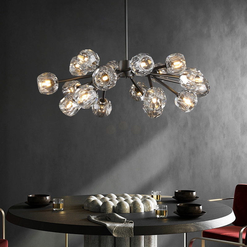 Kristal Modern Clear Crystal Round Chandelier Over Dining Table