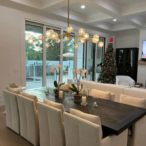 Kristal Modern Clear Crystal Round Chandelier Over Dining Table