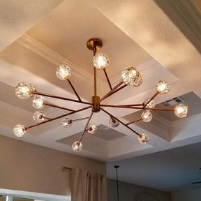 Kristal Modern Clear Crystal Round Chandelier Over Dining Table