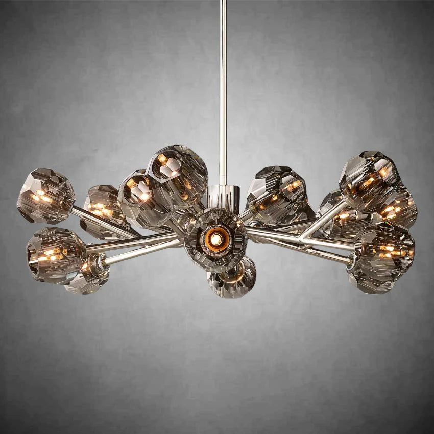 Kristal Modern Clear Crystal Round Chandelier Over Dining Table