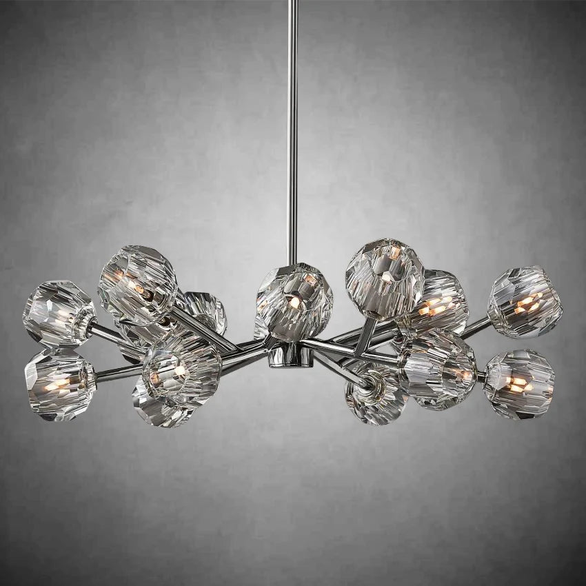 Kristal Modern Clear Crystal Round Chandelier Over Dining Table