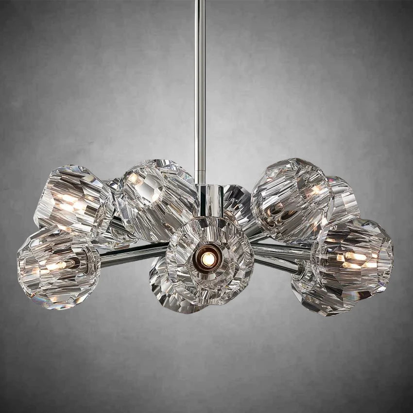 Kristal Modern Clear Crystal Round Chandelier Over Dining Table
