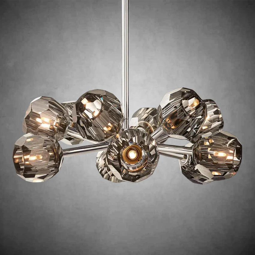 Kristal Modern Clear Crystal Round Chandelier Over Dining Table