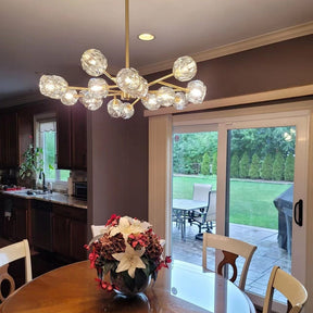 Kristal Modern Clear Crystal Round Chandelier Over Dining Table