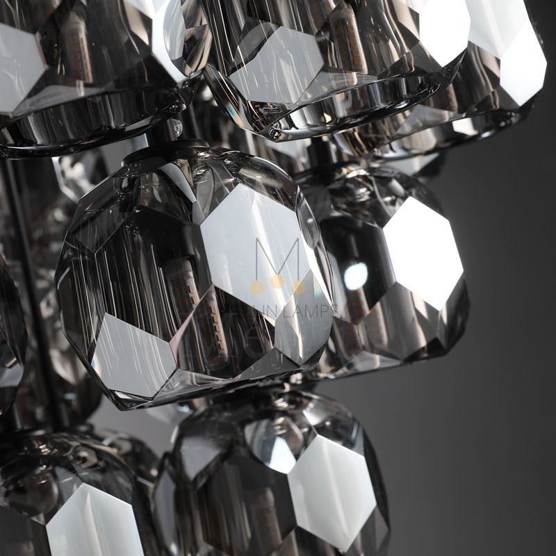 Kristal Round Cluster Crystal Chandelier, Foyer Entryway, Living Room Lamp