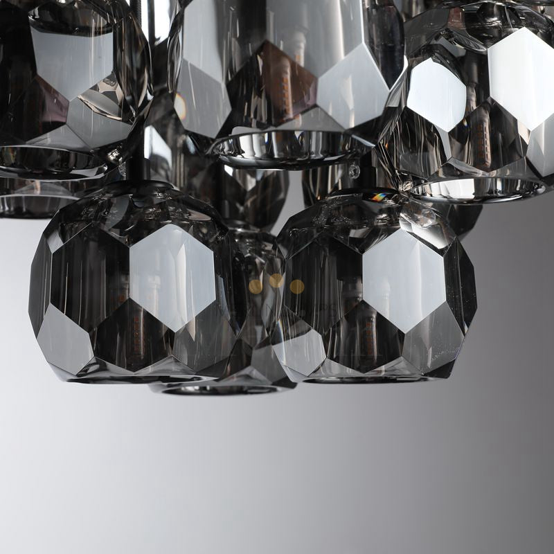 Kristal Round Cluster Crystal Chandelier, Foyer Entryway, Living Room Lamp