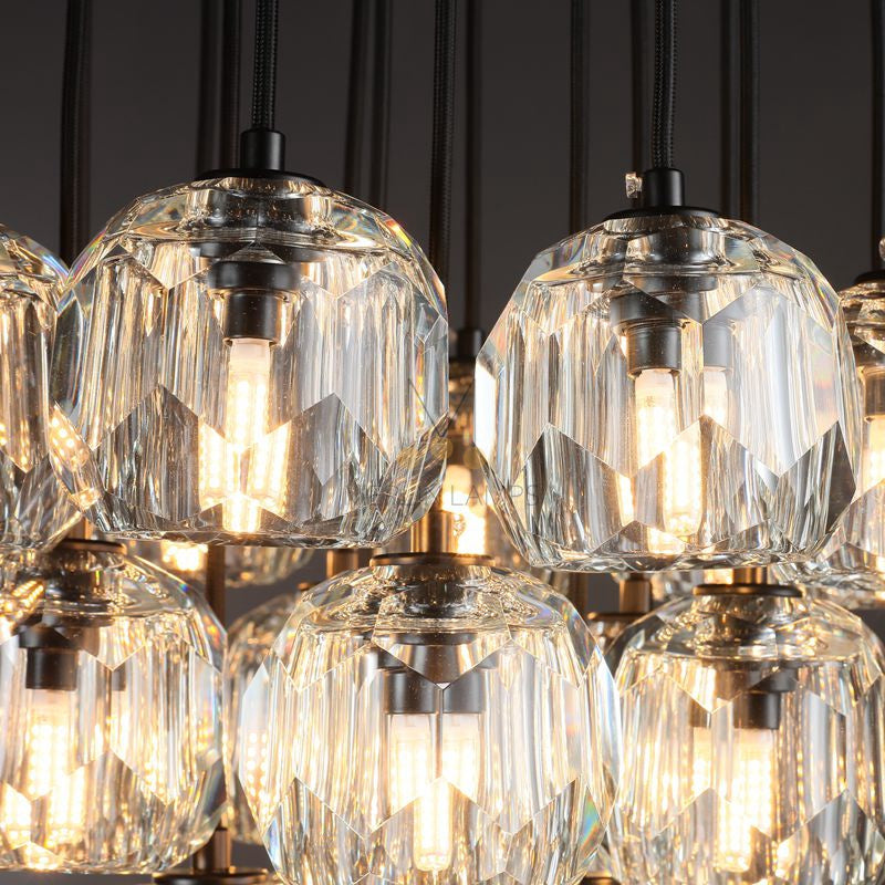 Kristal Round Cluster Crystal Chandelier, Foyer Entryway, Living Room Lamp