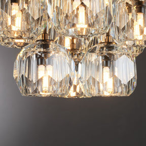 Kristal Round Cluster Crystal Chandelier, Foyer Entryway, Living Room Lamp