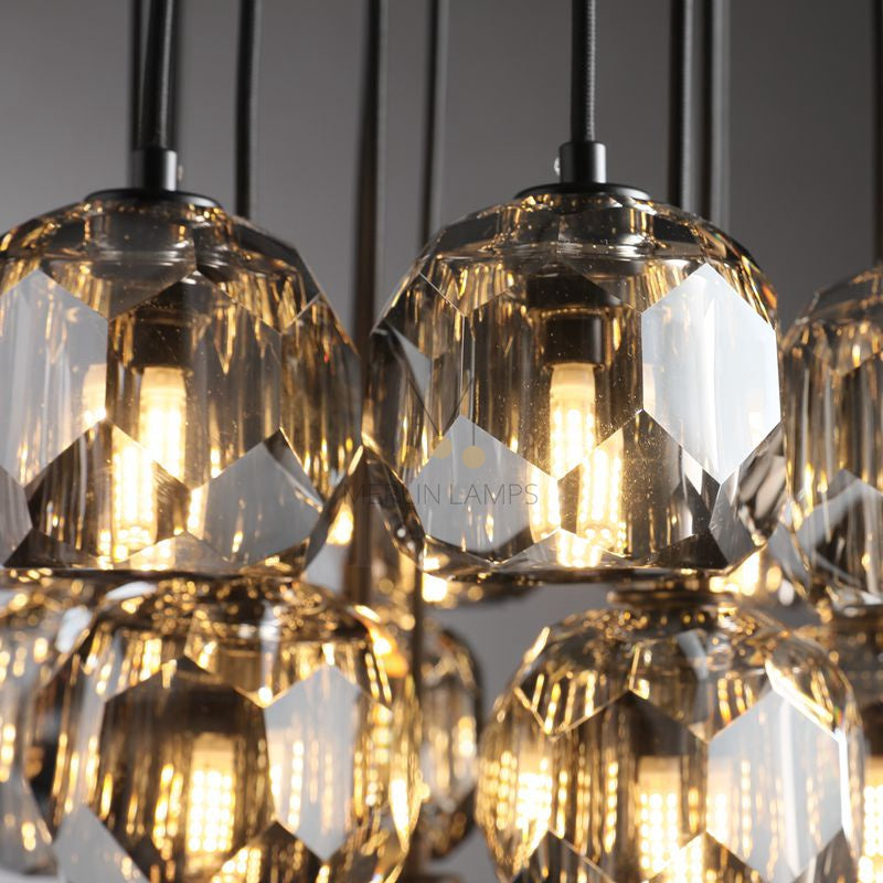 Kristal Round Cluster Crystal Chandelier, Foyer Entryway, Living Room Lamp