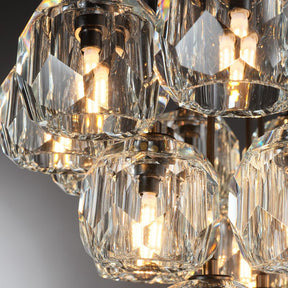 Kristal Round Cluster Crystal Chandelier, Foyer Entryway, Living Room Lamp
