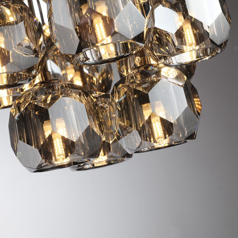 Kristal Round Cluster Crystal Chandelier, Foyer Entryway, Living Room Lamp