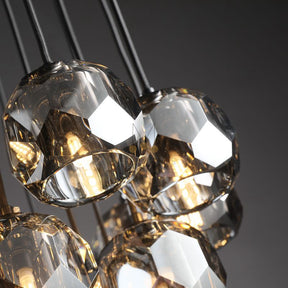 Kristal Round Cluster Crystal Chandelier, Foyer Entryway, Living Room Lamp