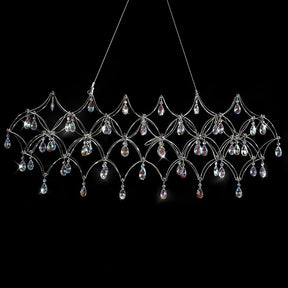 Large Silver Rectangle Crystal Chandelier 49.2" Modern Luxury Raindrop Light