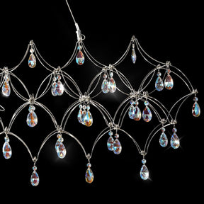 Large Silver Rectangle Crystal Chandelier 49.2" Modern Luxury Raindrop Light