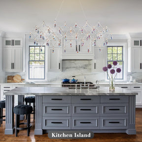 Large Silver Rectangle Crystal Chandelier 49.2" Modern Luxury Raindrop Light