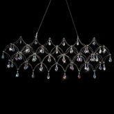 Large Silver Rectangle Crystal Chandelier 49.2" Modern Luxury Raindrop Light