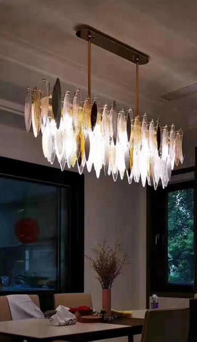 Larry 2-Tier Linear Oval Glass Chandelier