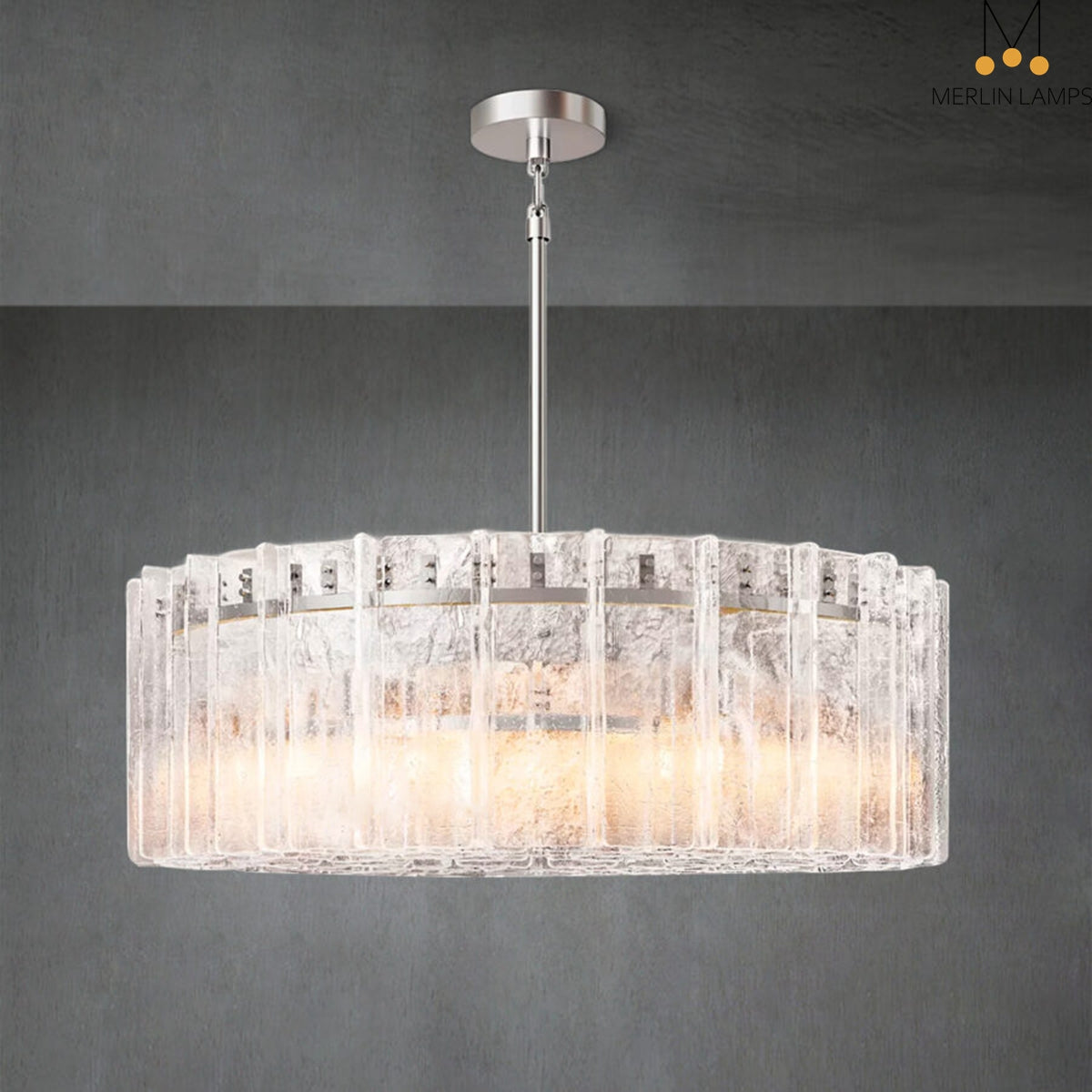 Lattic Clear Glass Round Chandelier 48″
