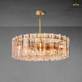 Lattic Smoke Glass Round Chandelier 48″