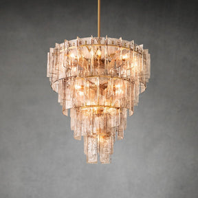 Lattic Smoke Glass Tiered Round Chandelier 47″