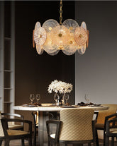 Light Luxury Art Design Creative Round Multi-tiered Glass Chandelier for Living Room/Bedroom