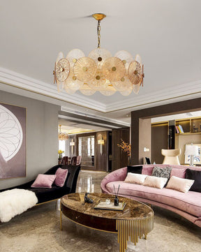 Light Luxury Art Design Creative Round Multi-tiered Glass Chandelier for Living Room/Bedroom
