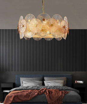 Light Luxury Art Design Creative Round Multi-tiered Glass Chandelier for Living Room/Bedroom