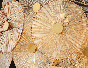 Light Luxury Art Design Creative Round Multi-tiered Glass Chandelier for Living Room/Bedroom