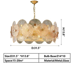 Light Luxury Art Design Creative Round Multi-tiered Glass Chandelier for Living Room/Bedroom