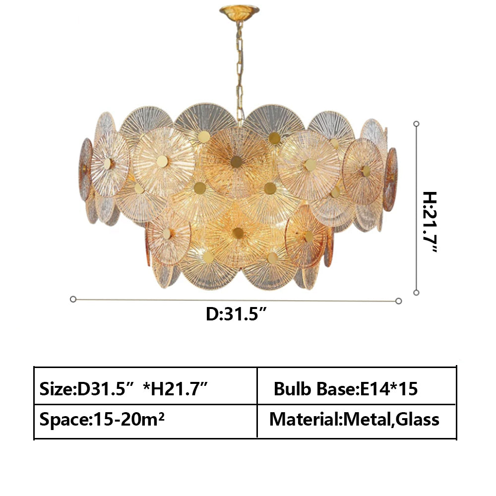 Light Luxury Art Design Creative Round Multi-tiered Glass Chandelier for Living Room/Bedroom