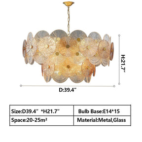 Light Luxury Art Design Creative Round Multi-tiered Glass Chandelier for Living Room/Bedroom