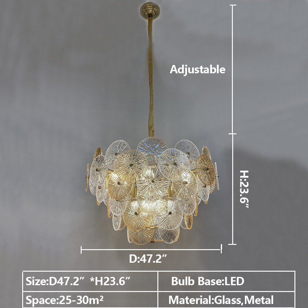 Light Luxury Art Design Creative Round Multi-tiered Glass Chandelier for Living Room/Bedroom